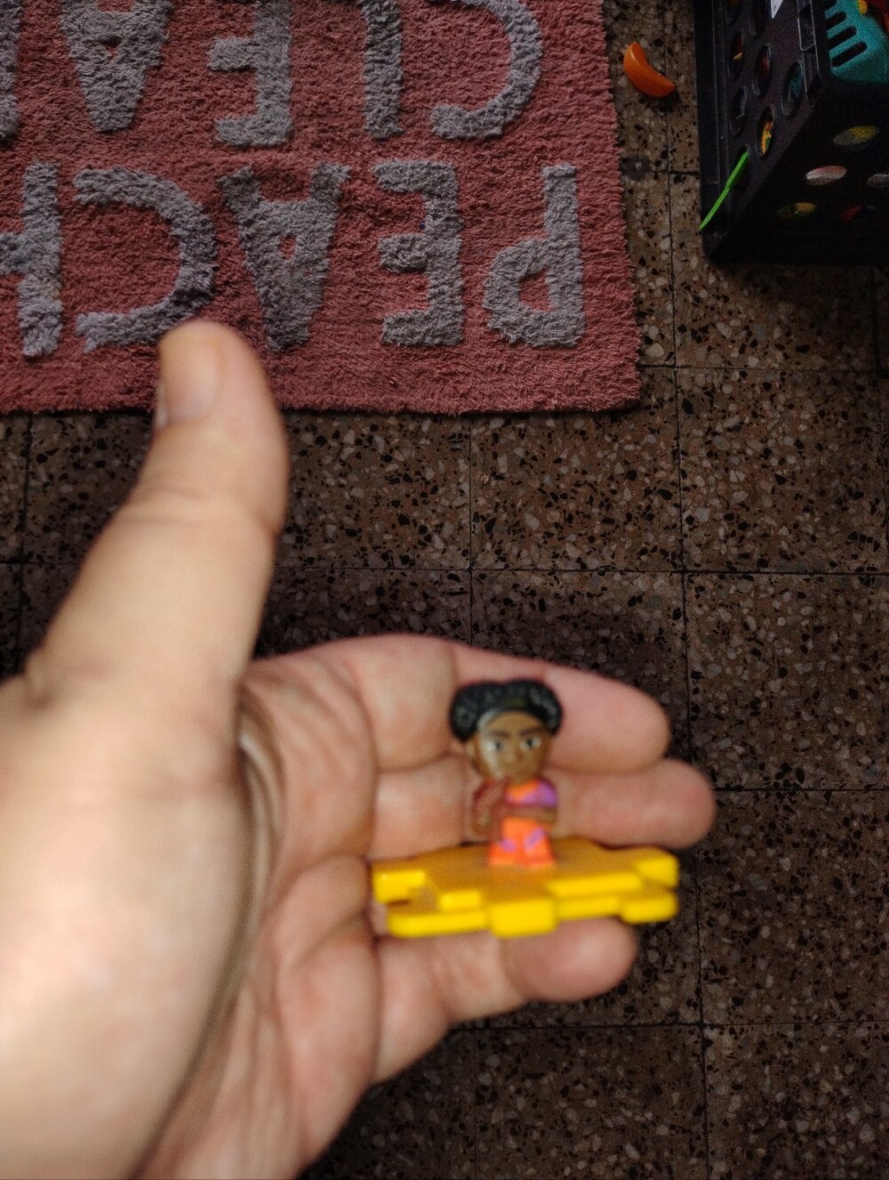 Mini Kids Play Figure with Yellow Base and Pink Outfit